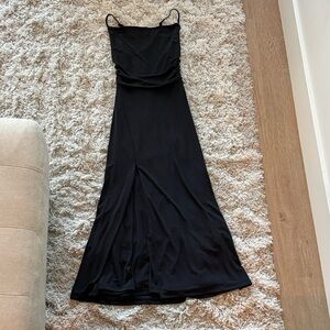 Jason Wu Ruched Spaghetti Strap Backless Black Maxi Dress